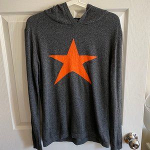 Merino/Cashmere Grey Hoodie with Orange Star